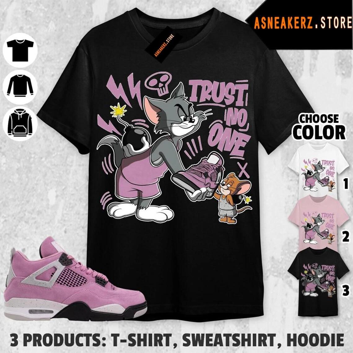 Shirt To Match AJ 4 Orchid Sneaker Matching Trust No One Cat Mouse Tee T-Shirt 2XL
