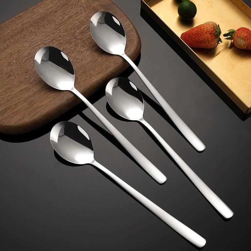 8 Pcs Spoon Set 304 Stainless Steel Cutlery Set Korean Cake Spoon for Hotel Home Bar Cafe and Office Long Handle Coffee Spoon