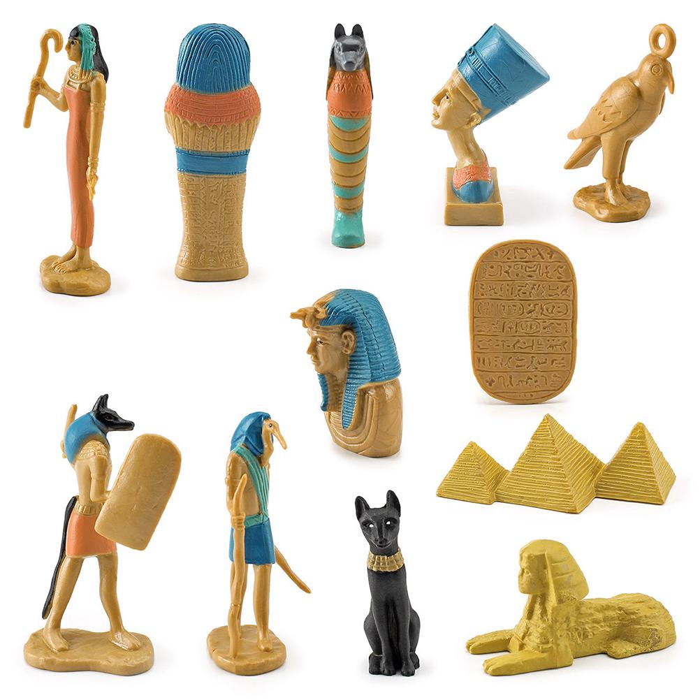 12 Pcs Ancient Egypt Egyptian God Goddess Figurines Set PVC Miniature Statues Set