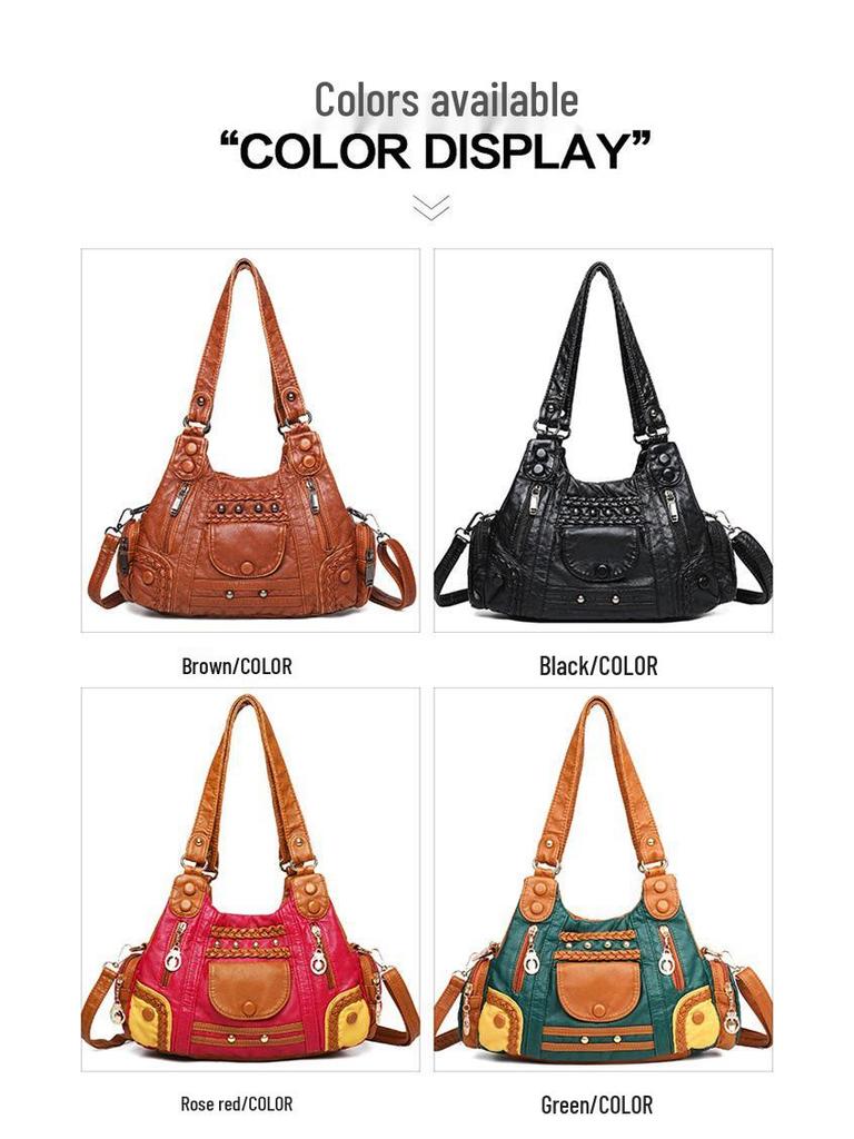 Damen 2025 Retro Handtasche mit großem Fassungsvermögen - Vielseitige einfache PU Schulter-Umhängetasche