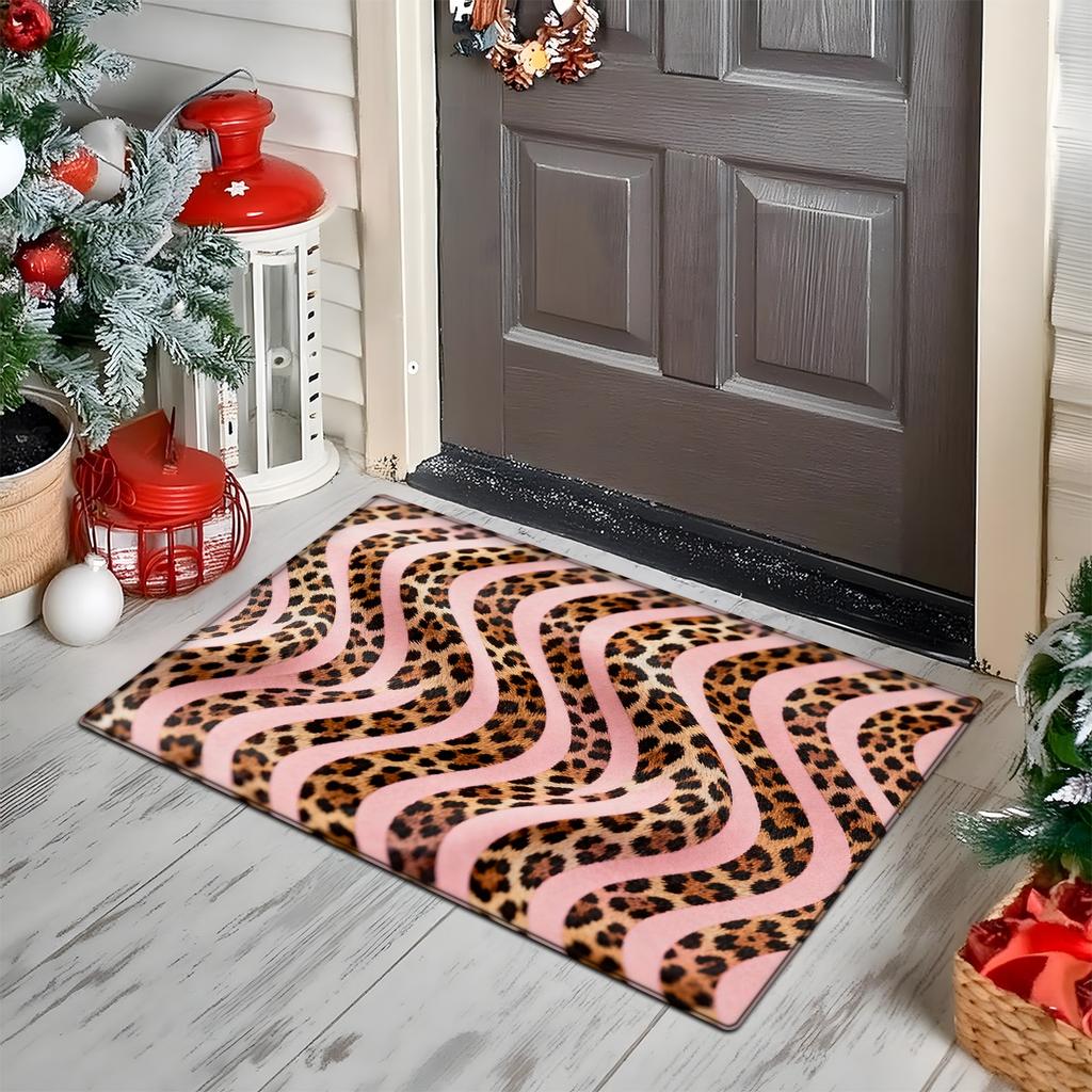 Leopard Pattern Doormat Animal Leopard Print Soft Non-Slip Rug Wild Pattern Modern Home Decor Carpet for Living Room