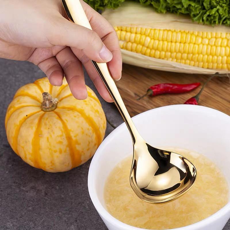 1Pcs 304 Stainless Steel Soup Spoon Soup Spoon Rice Spoon Long Handle Thickened Big Head Cutlery Household Kitchen Set Soup Spoo