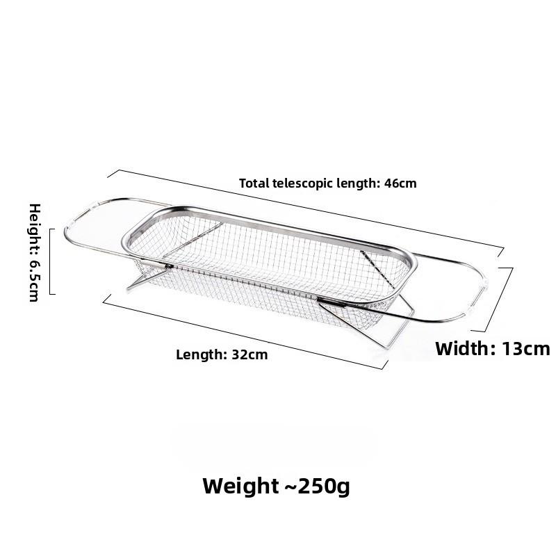 Stainless Steel Sink, Drain Basket, Kitchen Sink, Retractable Vegetable Basin for Easy Cleaning