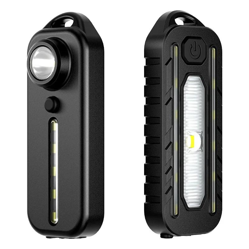 Mini Led Flashlight Multifunctional Portable Pocket Keychain Light Warning Safety Torch Bike Tail Lamp Outdoor Camping Lantern