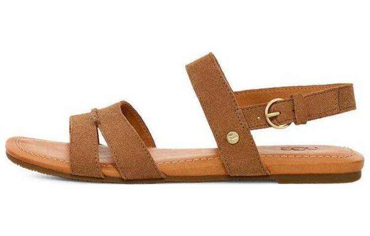 UGG Стильная женская сандалия из спилка под коровью кожу, цвет каштановый 1136789-CHE 37