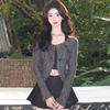 Wasteland wind fake two-piece neck strap slim long-sleeved T-shirt dark cool sa hot girl top women
