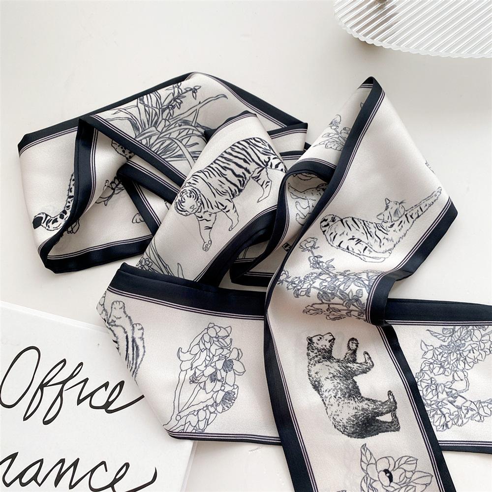 Pingjiao New Style Spring And Autumn Professional Decoration Versatile Small Silk Scarf Women'S Scarf Narrow Long Hair Strap Tie Bag Belt