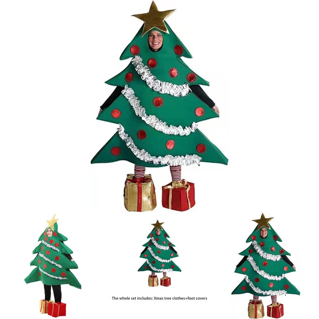 Christmas Xmas Tree Corduroy Outfit Cosplay Costume Funny Clothes Unisex Adults