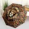 1pc Lion Mandala Automatic Folding Umbrella, Lightweight Retractable Compact Travel Umbrella, 8-Rib Sturdy Frame146