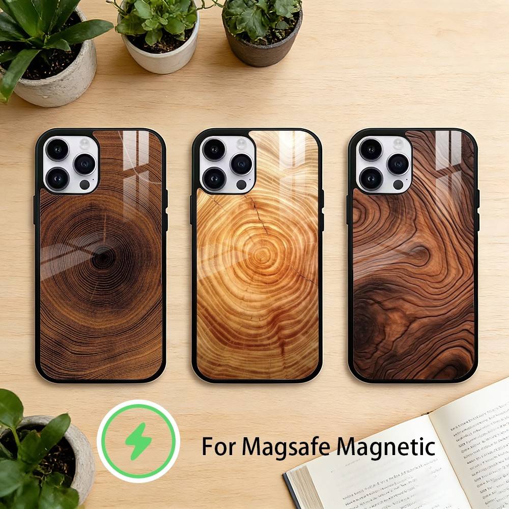 N-Natural Wood Phone Case For iPhone 17,16,15,14,13,12,Plus,Pro,Max For Magnetic Wireless Charge
