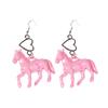 Cute Unicorns Earrings Acrylic Ponies Heart Pendant Ear Rings Fashion Jewelry Unique Accessories for Women and Girls