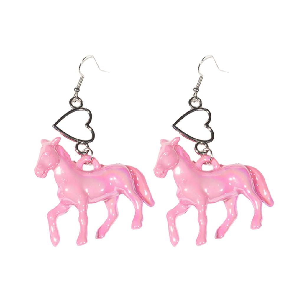 Cute Unicorns Earrings Acrylic Ponies Heart Pendant Ear Rings Fashion Jewelry Unique Accessories for Women and Girls