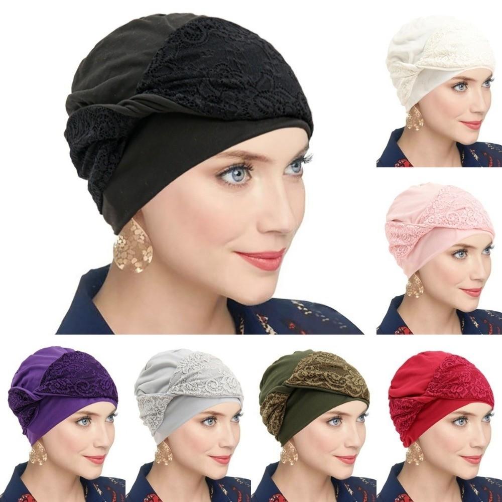 Breathable Chemo Headwear Elastic Beanie Hats Trendy Hijab Cap  for Women