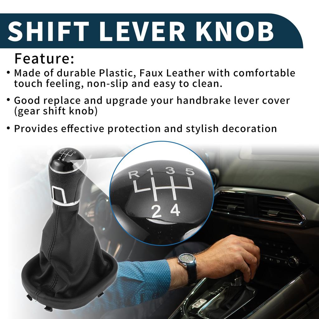 TUCKBOLD Manual Gear Shift Knob with Compatible with Volkswagen Touran I 1T1 5-Speed Cover, 2003-2010 (1pc)