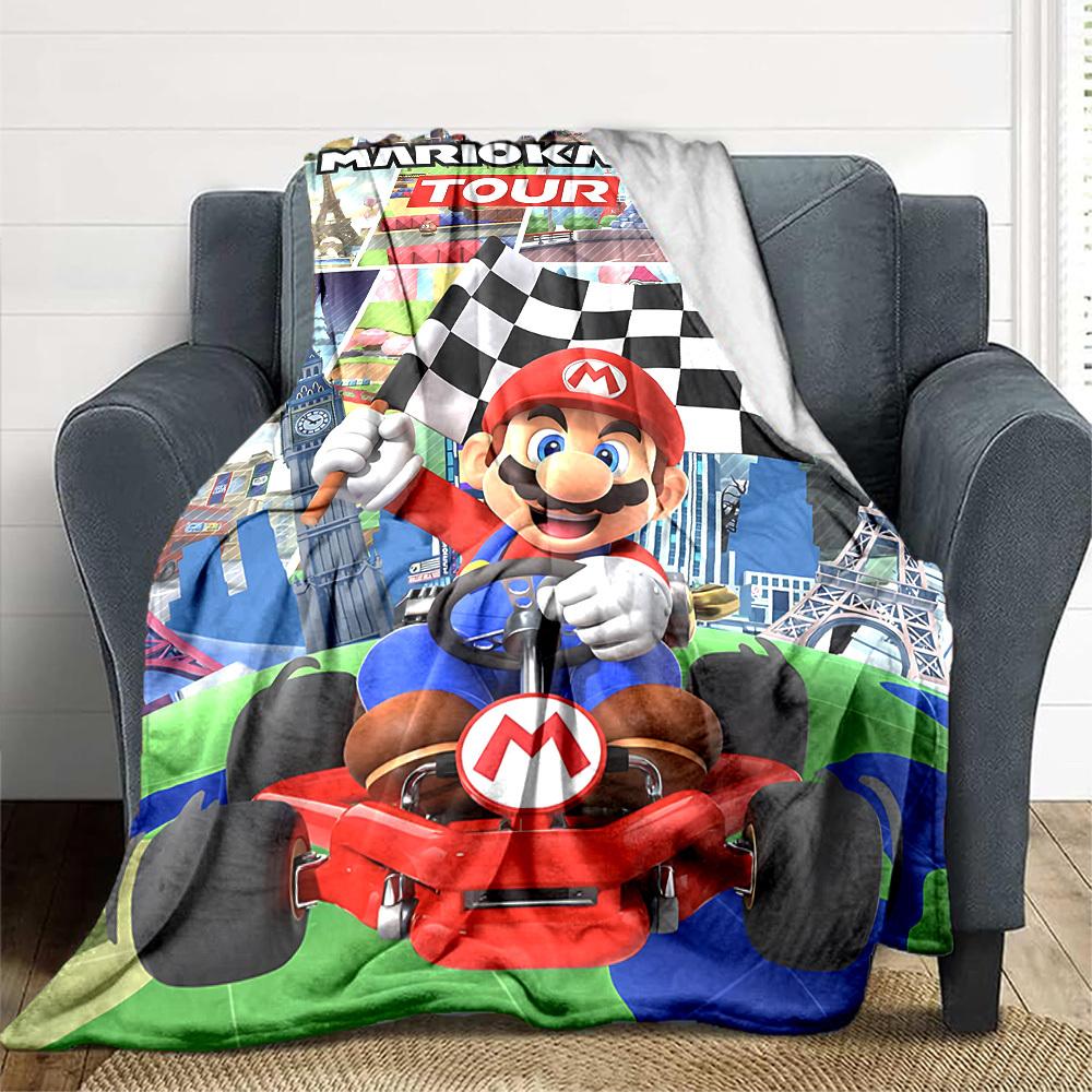 1pc Mario Flannel Blanket, Soft Skin Friendly with Digital Printing, Various Sizes Available for Family, Friends, Birthday
