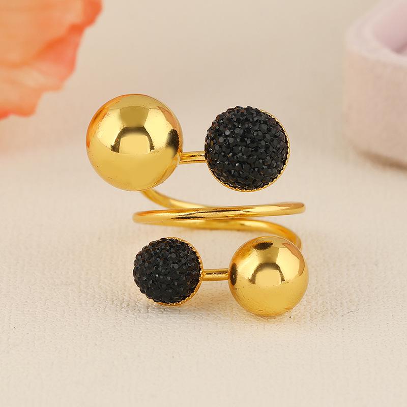 Korean Style Resin Diamond Alloy Bean Knuckle Ring - Retro Spring Design for Women