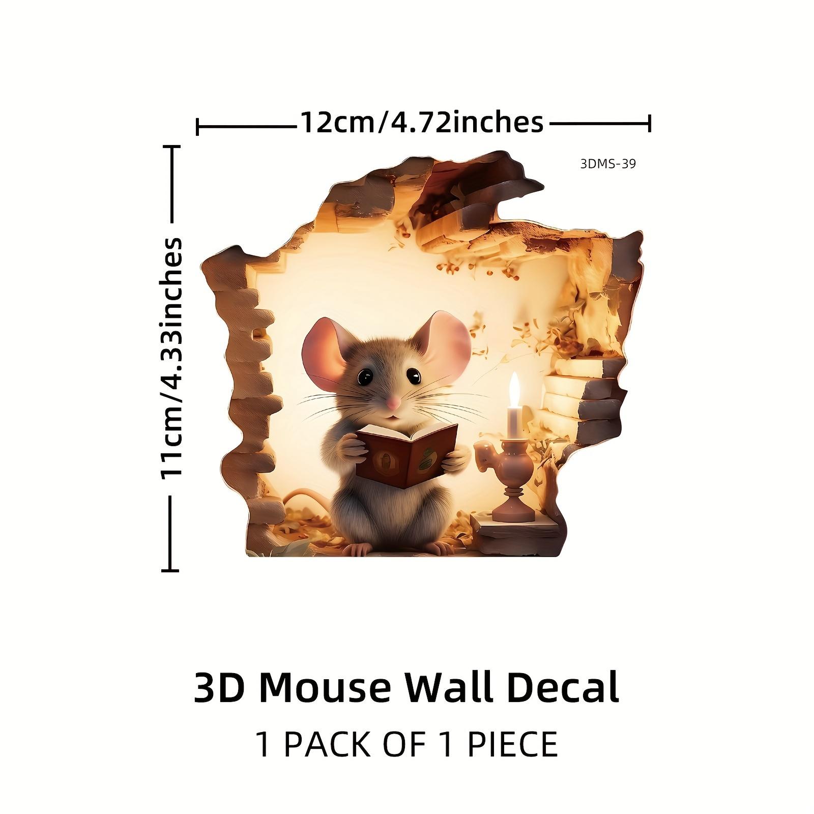 

1 шт. 3D-наклейка на стену с изображением мультфильма - яркий дизайн книги для чтения с мышкой, водонепроницаемая съемная самоклеящаяся. Creative Personalized Stickers