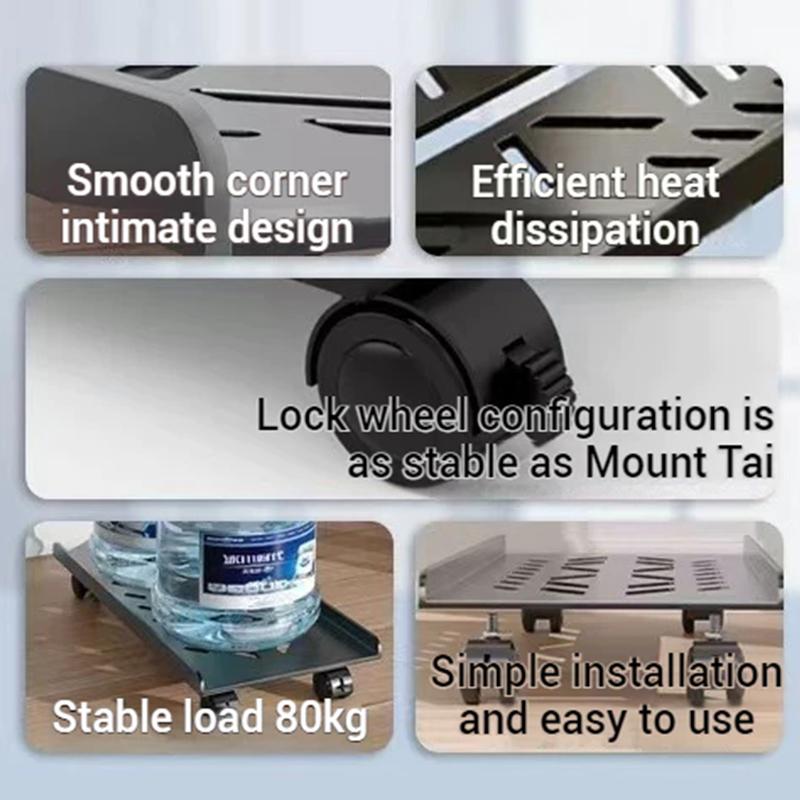 Adjustable Mobile CPU Stand with Wheels Ventilated PC Tower Holder Fits Most ATX Cases for Home Office Desk Use