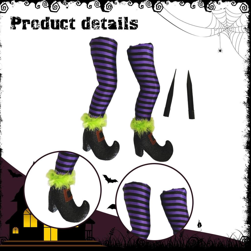 2 Pieces Halloween Witch Legs Wicked Prop with Stakes Party Lawn Yard Indoor Scary
