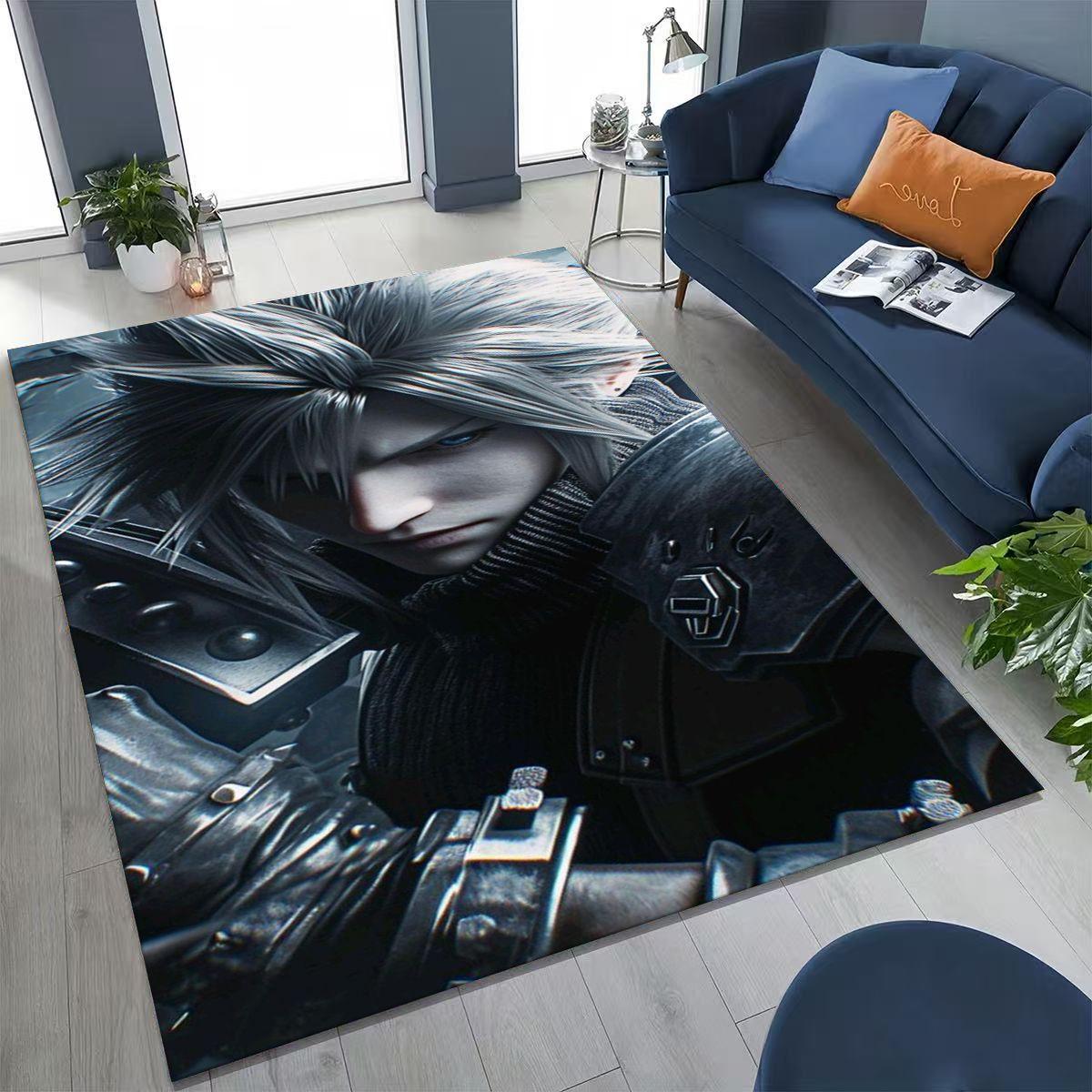 

Мультяшный ковер Final Fantasy Сефирот Клауд Тифа для спальни гостиной дивана домашний коврик для декора, большой нескользящий напольный коврик 100x150cm( 39x59in)