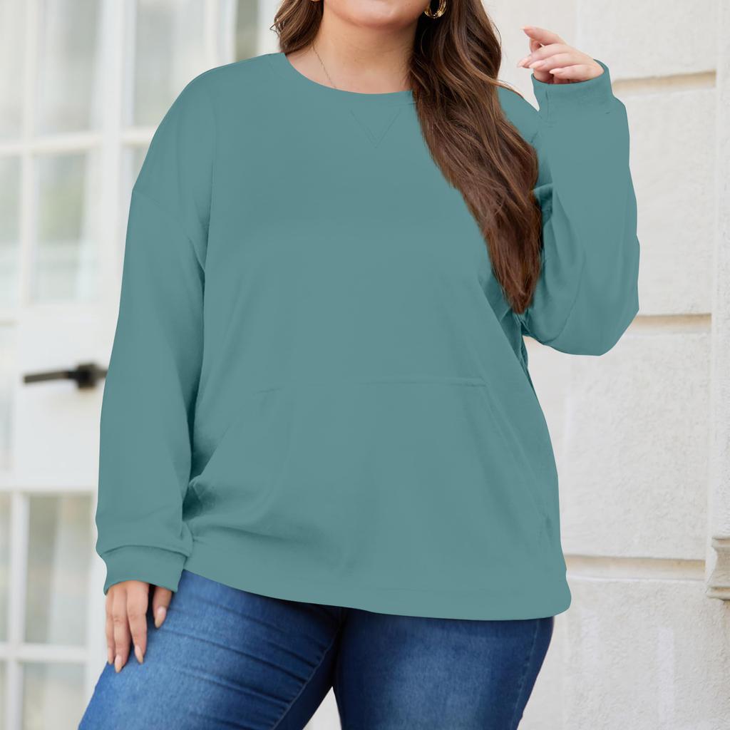 Plus Size Sweatshirt For  Women Oversized Crewneck Long Sleeve Pullover Tops