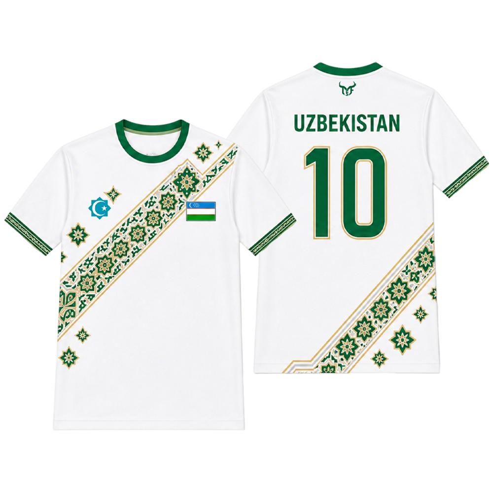 Uzbekistan National Flag 3D Printed Football Suit Men's Breathable Training Suit T-shirt Traditional Pattern O-neck Top