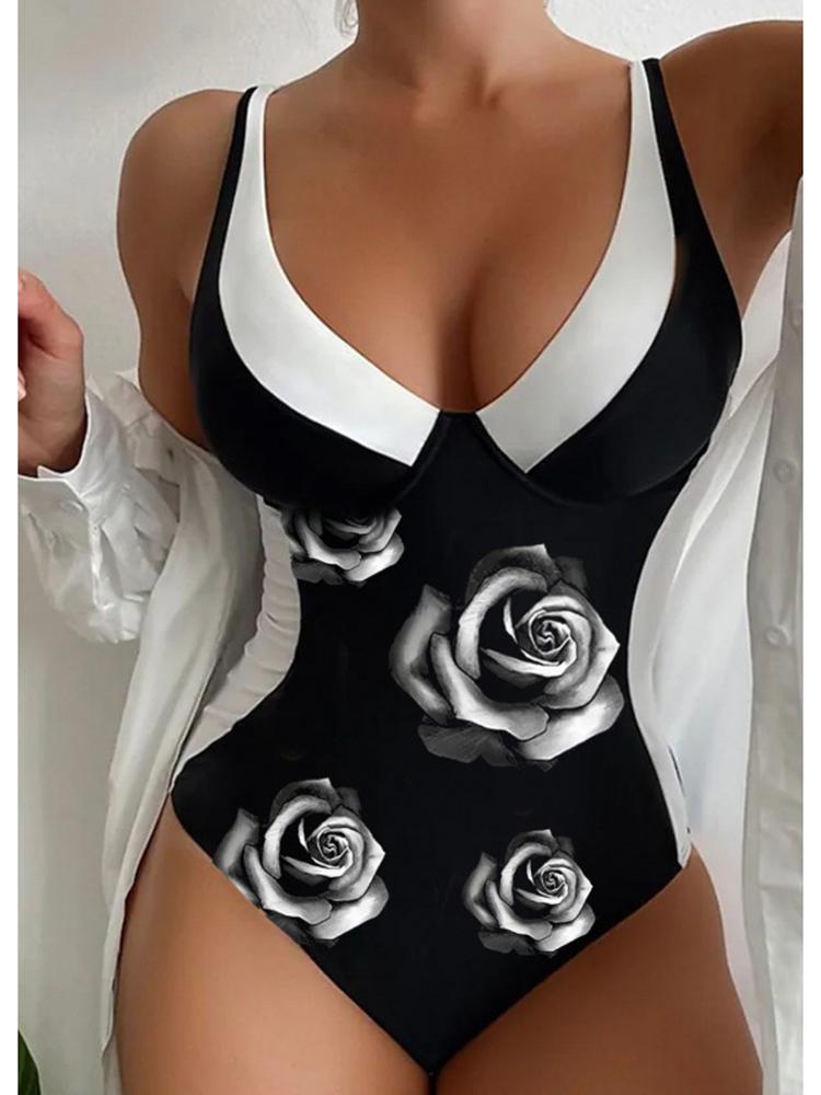 Striped Sports Swimsuit Women Swimwear White Black Simple Fashion One Piece Bodysuit Swimming Suit Summer Bathing Bikinis