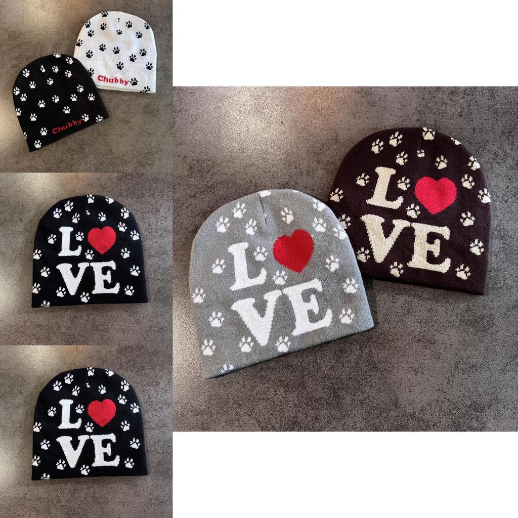 Love Letter Pattern Knitted Hat Cap With No Brim Style For Cold Seasons