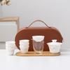 White Suet Jade Porcelain Travel Tea Set Business Company Mid-Autumn Festival Gifts