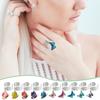 10Pcs 10 Styles 304 Stainless Steel Open Cuff Finger Ring, with Alloy Enamel Butterfly Pendants, Mixed Color, Inner Diameter: 17~18mm, 1pc/style