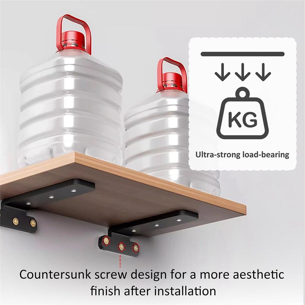 Floating Shelf Brackets, 8-Inch Heavy Duty Hidden L Brackets, Rust- Metal Shelving Supports, Easy Installation
