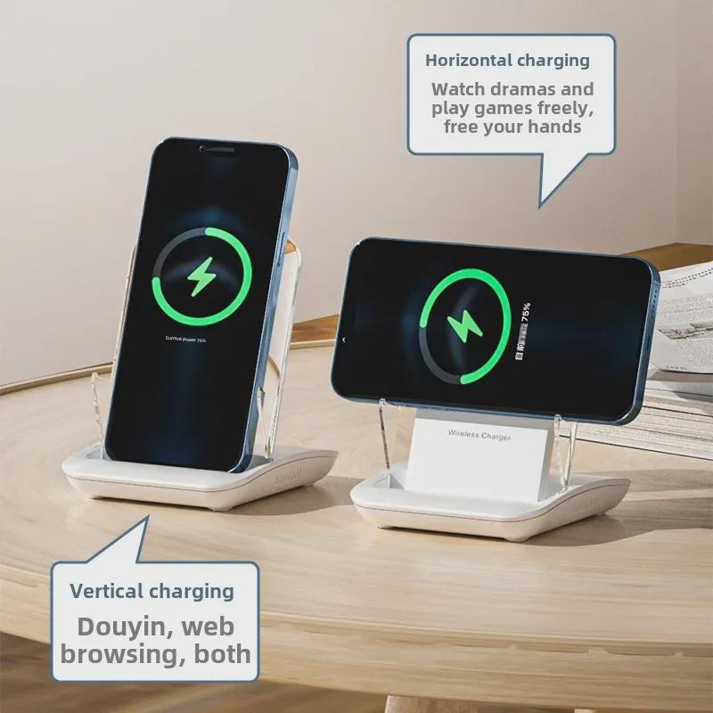 Magnetic Wireless Charger Stand with 15W and 65W Fast Charging and Amplifier.