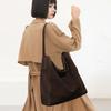 Large Commuting Shoulder Bag for College Students In Class, with A New Leather and Large Capacity Tote Bag Made of Cowhide and Frosted Suede