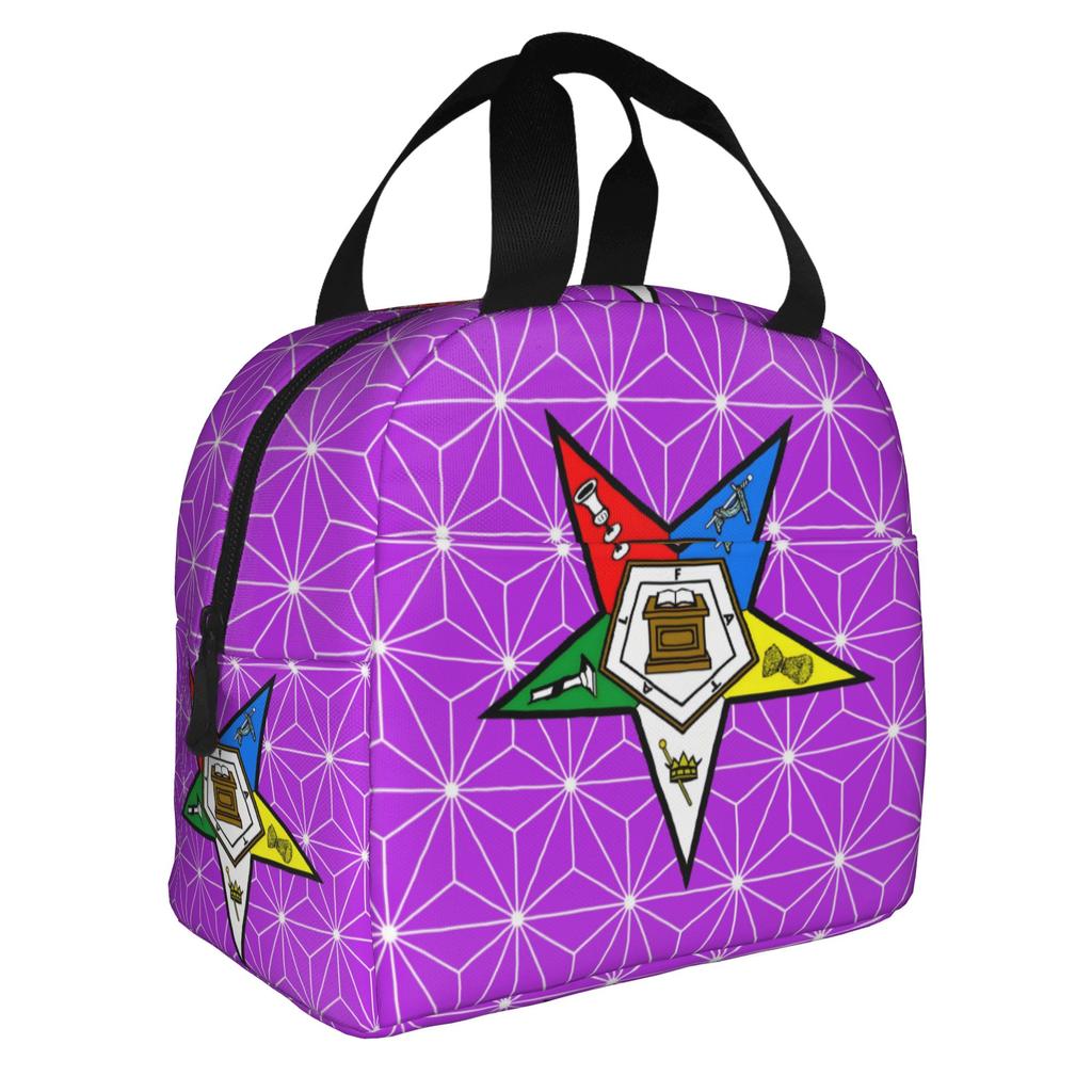 Order Of The Eastern Star Logo Thermal Insulated Lunch Bags Women  Portable Lunch Container for School Multifunction Food Box