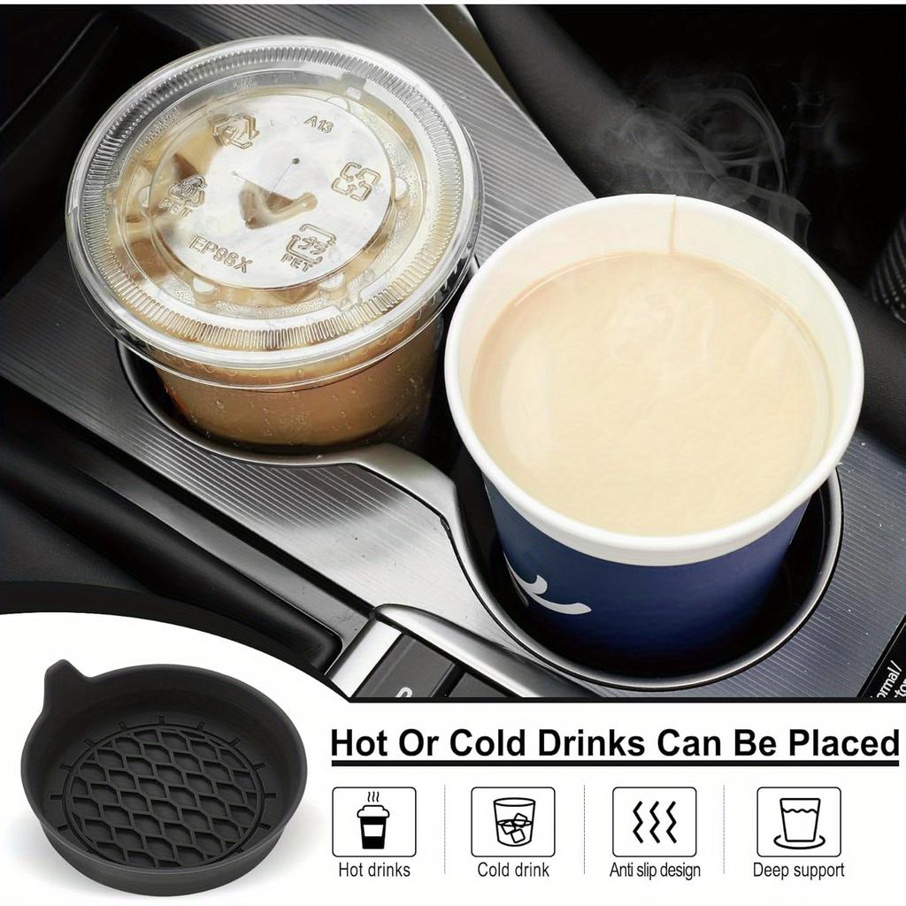 4pcs Black Silicone Car Cup Holders with Non-Slip Inserts -Fit for All Vehicles, Easy-Clean Design,Cup Holders for Vehicles