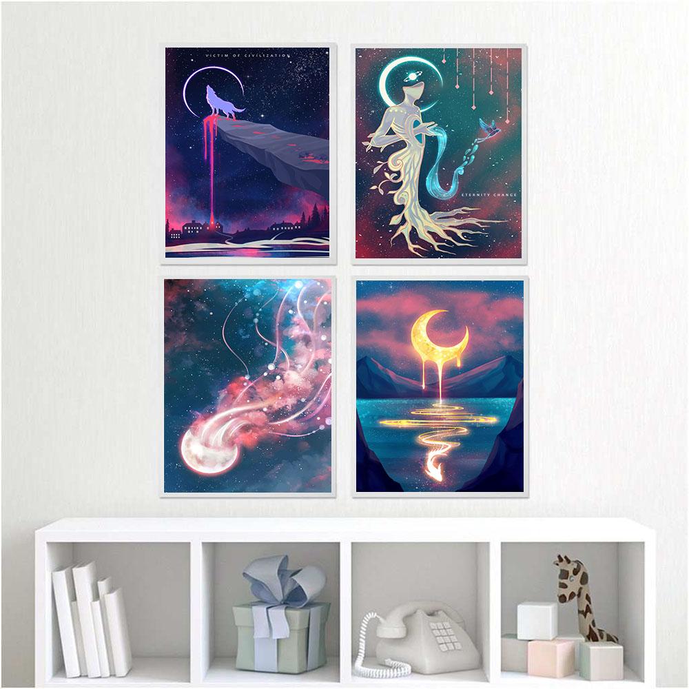 Future Animal Wailing Plakáty a grafiky Jelen Wolf Velryba Slon Obraz na plátně Abstraktní obrazy na zeď Obývací pokoj Domácí dekorace