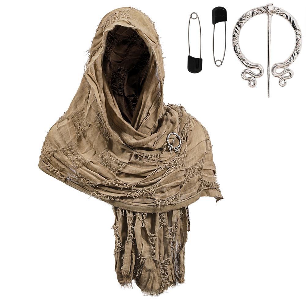 Popular Medieval Style Medieval Cloak With Viking Brooch Beggar Style Hooded Shawl Scarf Scarf Cape Pop Culture Events