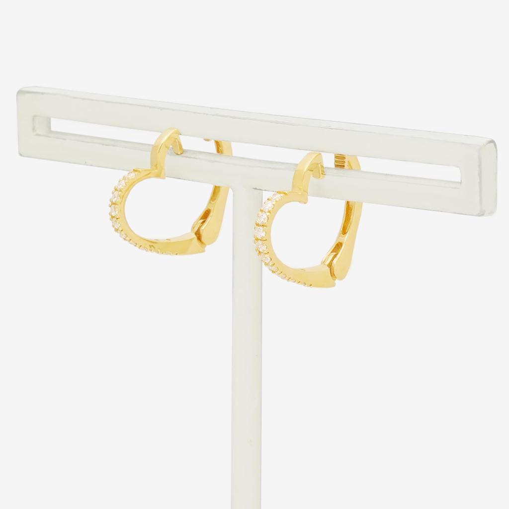 ESTELLE [Official] Women's Silver Yellow Gold Plated Earrings with Cubic Zirconia and Heart Motif, 0776-0072-0000-0000