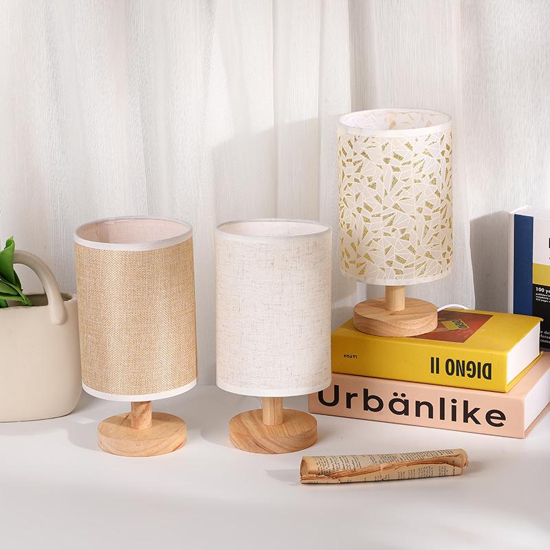 Stoff-Holzsockel Tischlampe: DIY-Softlicht, augenfreundlich, ideal für Nachttische