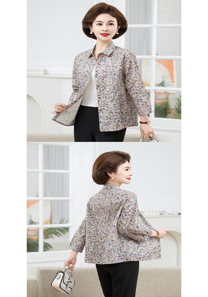 2026 Pure Cotton Loose Mid-Sleeve Shirt for Middle-Aged & Elderly Women