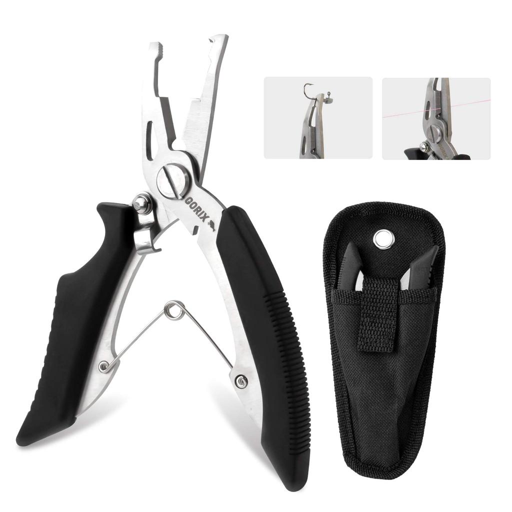GORIX Fishing Pliers Includes Hook Line Fishing Dedicated and PE Line Cutter Multi-Function (GFT-1001) Remover, Cutter, Pliers, Supplies, Case,
