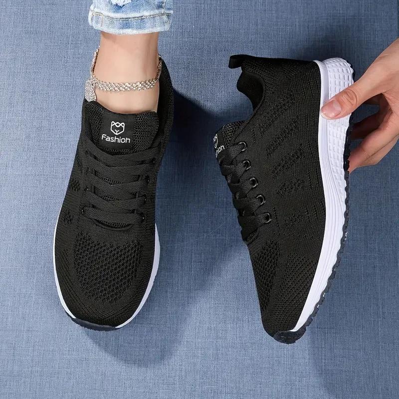 Women's Casual Shoes Summer Mesh Breathable Outdoor Platform Sneakers Lace Up Fashion Sports Walking Running Shoes for Women