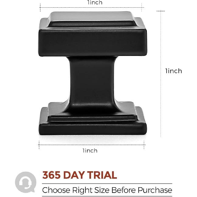 Home Expert Black Cabinet Knobs 10 Pack Matte Black Square Knobs and Drawer Pulls for Kitchen Cabinets and Closet Door