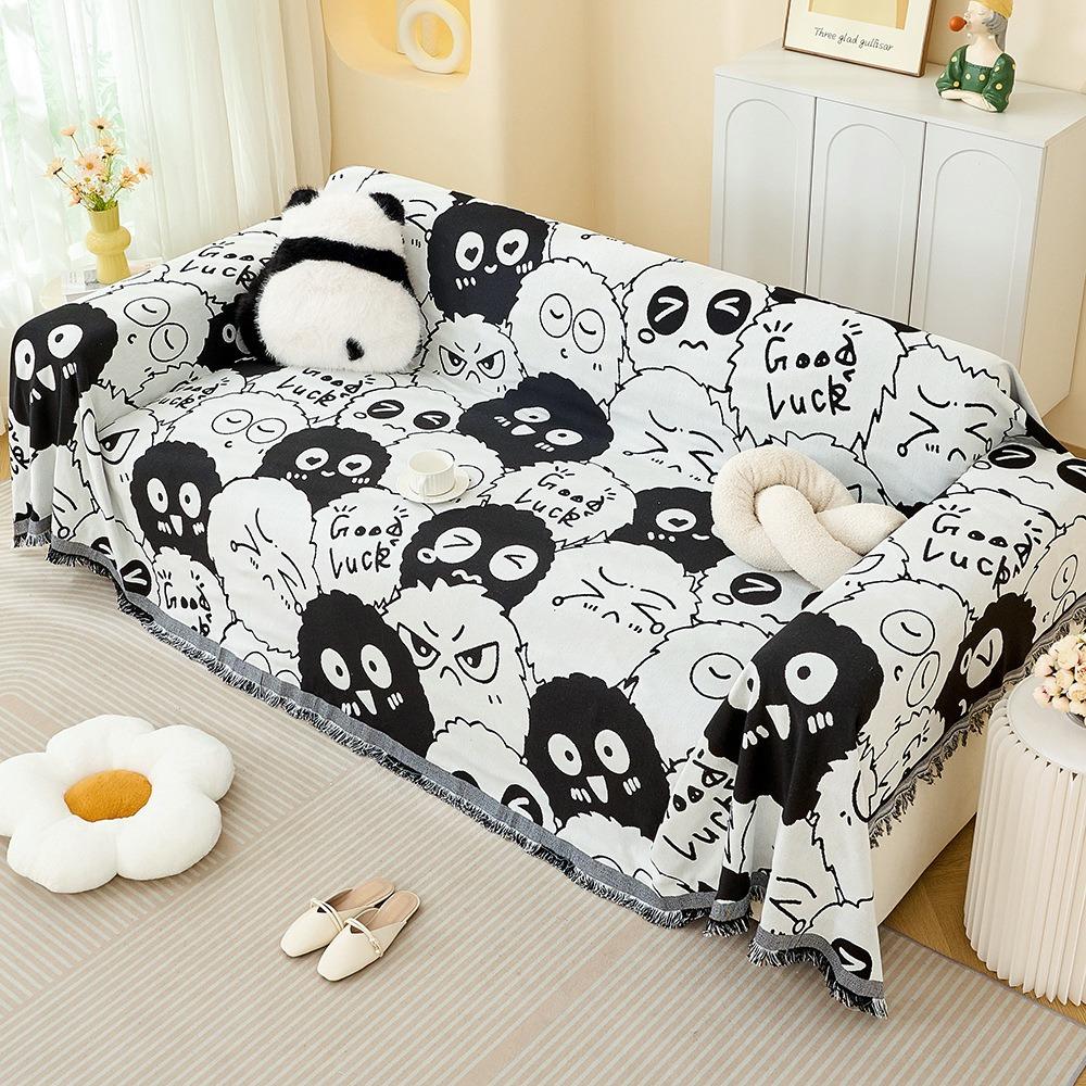 Universal Cream Sofa Cover Full Coverage Stretchable Slipcovers Cotton Gauze Couch Blanket for All Season Home Decor