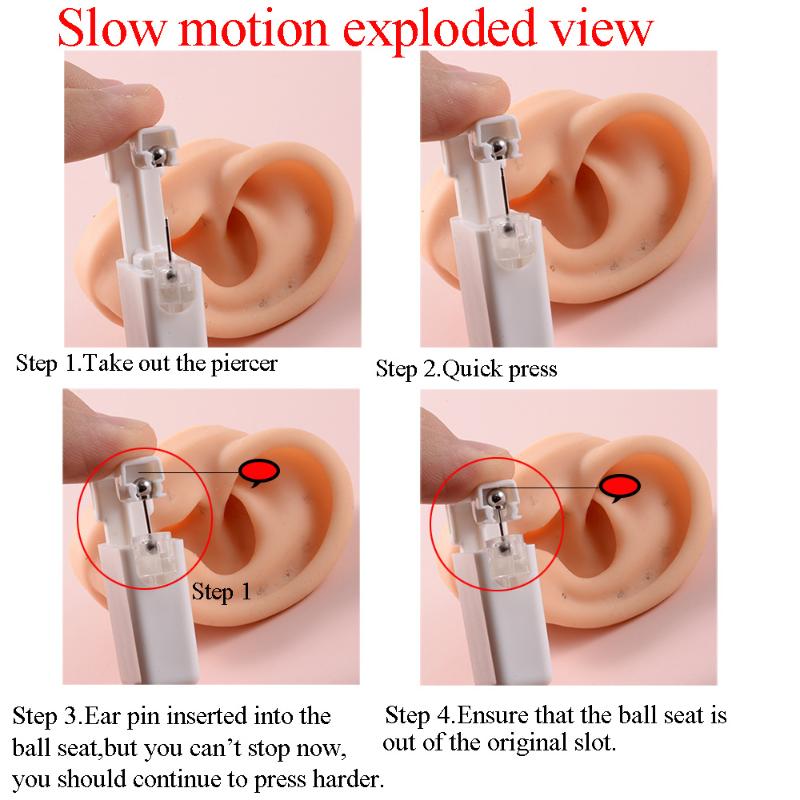 Strumento monouso per piercing all'orecchio in acciaio inossidabile Orecchini Fiore Farfalla Base Sfera con Pietra di Zircone Pistola per Orecchie monouso