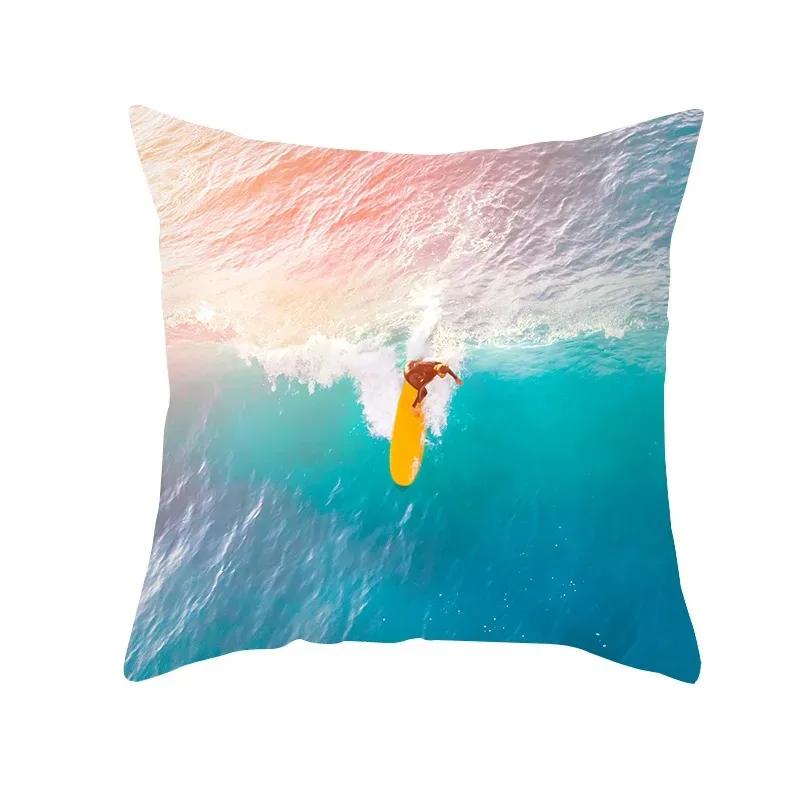 Sofa Decoration Square Pillow Summer Ocean Vacation Beach Print Pattern Home Living Room Cushion Cover