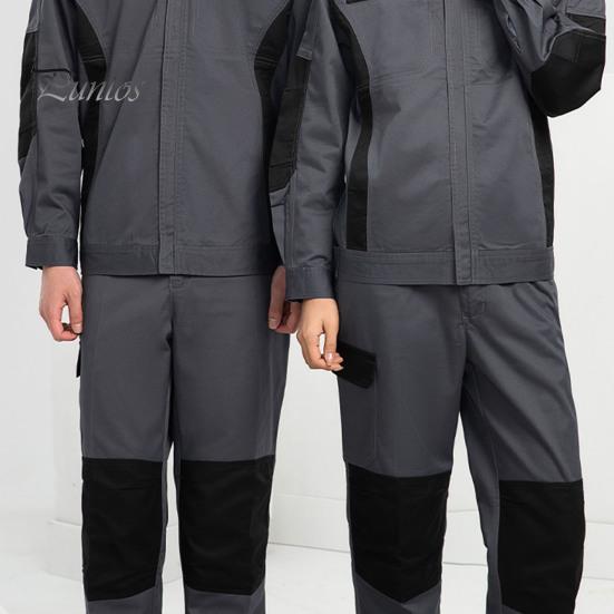 Men Cargo Pants Elastic Waist Multi-Pocket Storage Work Pants Patchwork Color Wear-resistant Cargo Trousers
