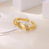 Zircon Circle Knot Rings For Women Men Gold Color Stainless Steel  Opening Adjustable Ring Luxury Brand Jewelry Couple Gift
