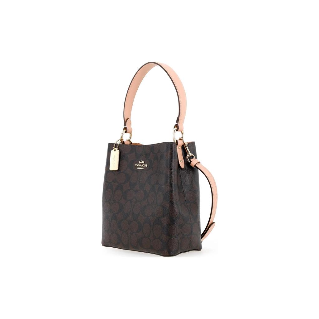Coach Town PVC Leather Bucket Bag Handbag Small Women's Brown (Unisex) Handbags 2312 IMTL9