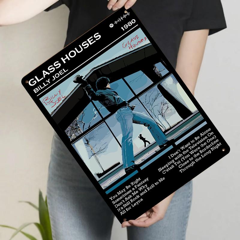 

Billy Joel Glass Houses Album Cover Art Metal Tin Sign s Rock Music Decor Wall Hanging 20x30cm（7.8x11.8inch）